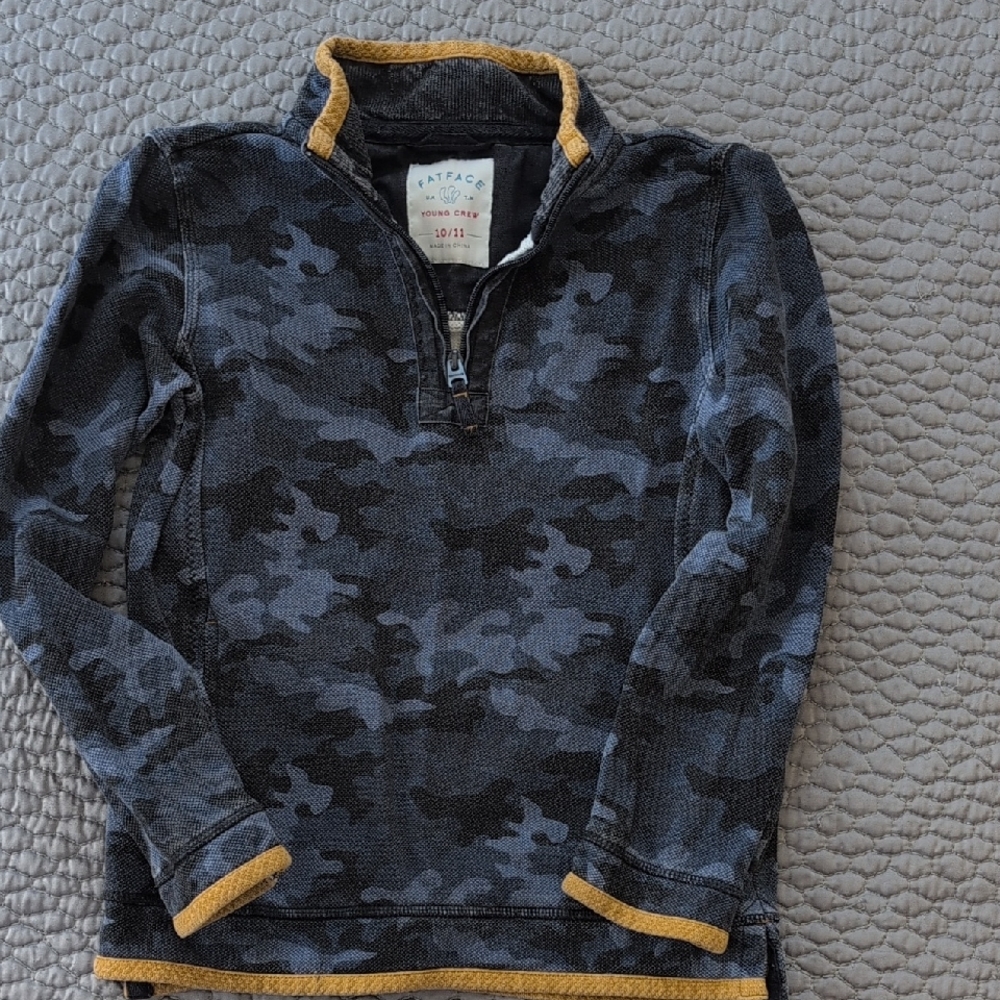 Fat Face Kids Camo Sweater - Blue and Orange